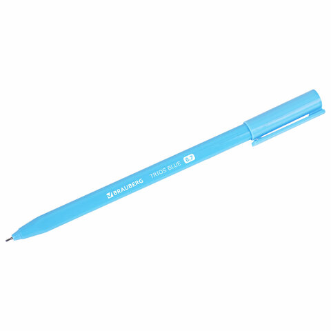 Ручка шариковая BRAUBERG TRIOS BLUE, СИНЯЯ, трехгранная, корпус голубой, игольчатый узел 0.7 мм, линия 0.5 мм