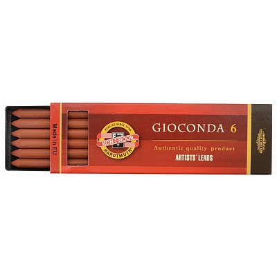 Сангина Koh-I-Noor «Gioconda», коричневая красная, стержень, 5.6мм, 6шт., пластик короб