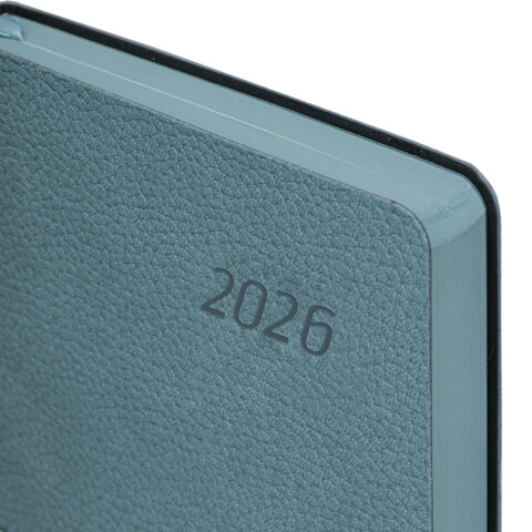 Ежедневник датированный 2026 А5 138×213 мм, BRAUBERG «Stylish», под кожу, гибкий, серо-голубой