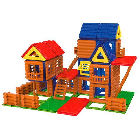 Магнитный конструктор MEGA MAGNETIC BUILD BLOCKS-129 «Построй дом», 129 деталей, BRAUBERG KIDS