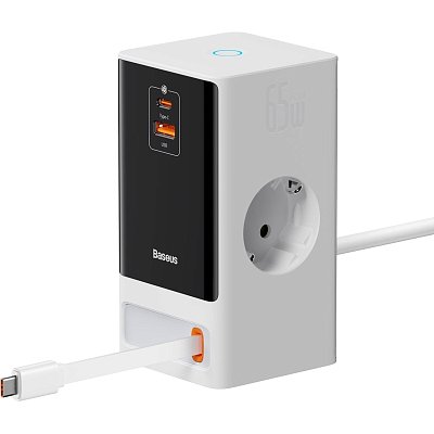 Зарядное устройство сетевое Baseus PSLR000602 2AC+1A+1C retr 65W белый