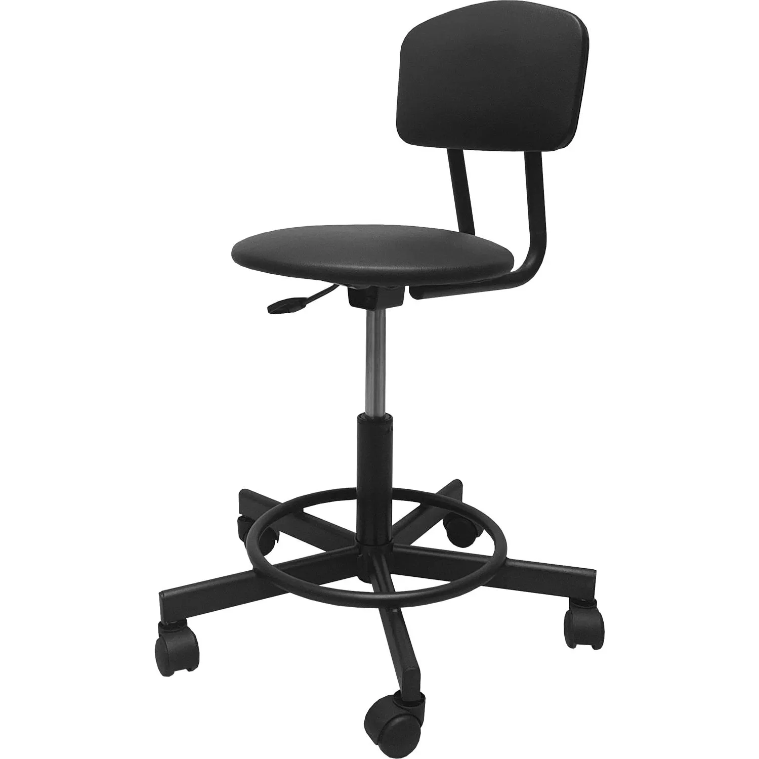 Стул лабораторный Easy Chair РС 97/РС 12 с опорой для ног чёрный (экокожа, металл)