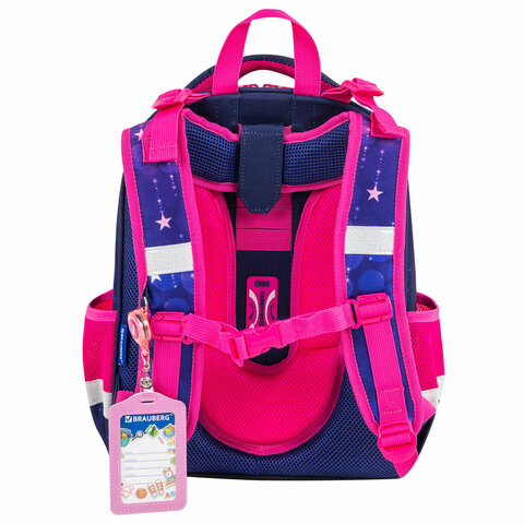 Ранец BRAUBERG PREMIUM, 2 отделения, с брелоком, «Cute fox», LED-ЛАМПОЧКИ, 38×29х16 см