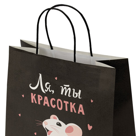 Пакет подарочный (1 штука) 26×13х32 см (L) «Ля, ты! », крафт, ЗОЛОТАЯ СКАЗКА