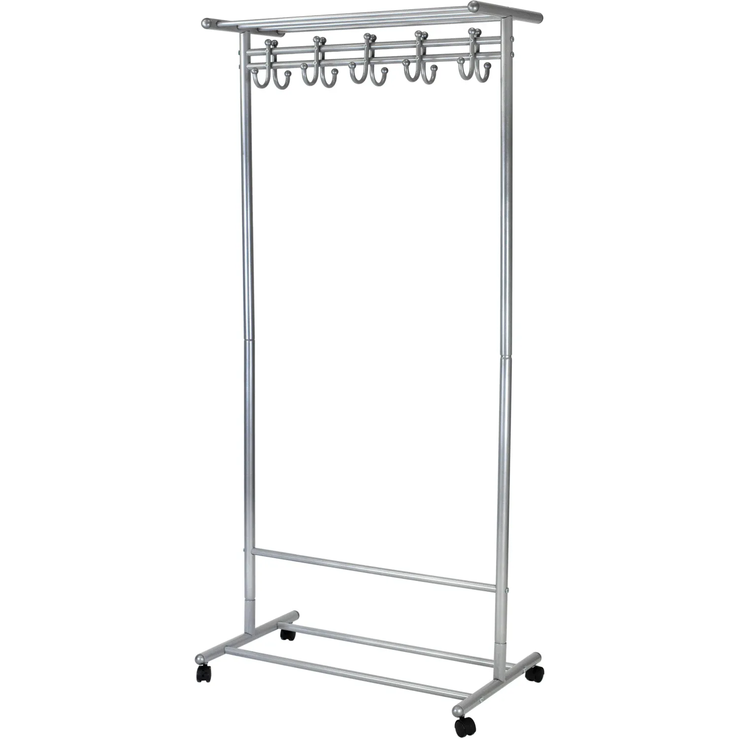 превью Вешалка МЕ_напольная М 9 с крючками (8209), колеса, металлик