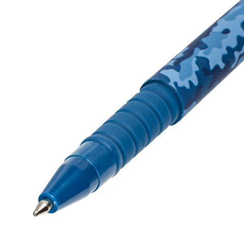 Ручка шариковая BRAUBERG SOFT TOUCH GRIP «MILITARY», СИНЯЯ, мягкое покрытие, узел 0.7 мм