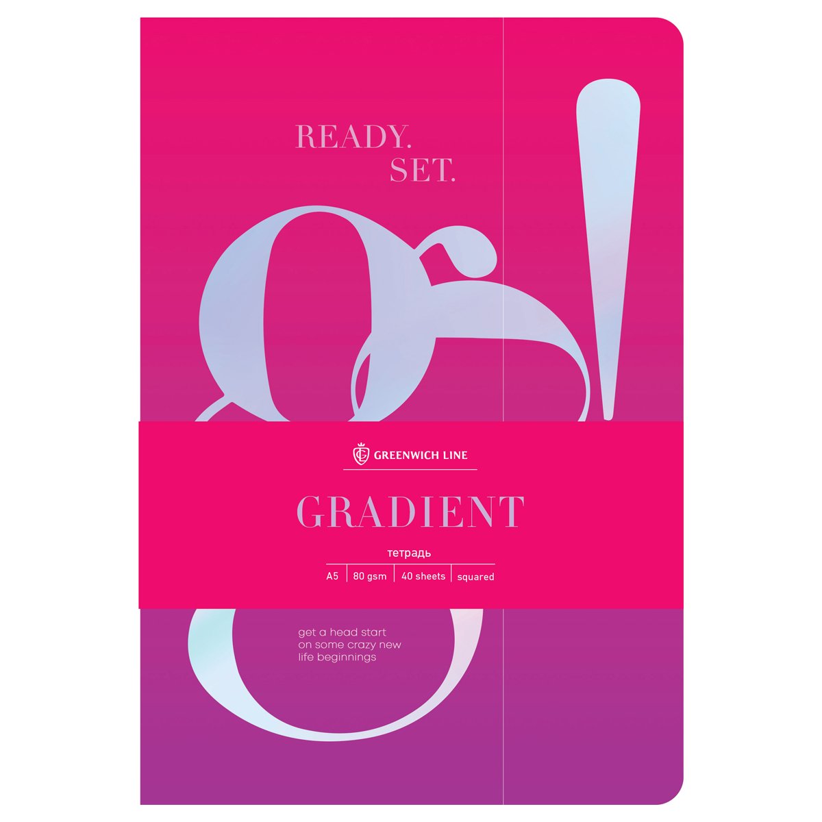 превью Тетрадь 40л., А5, клетка на сшивке Greenwich Line «Gradient», софт-тач, тиснение фольгой, тон. блок 80г/м2