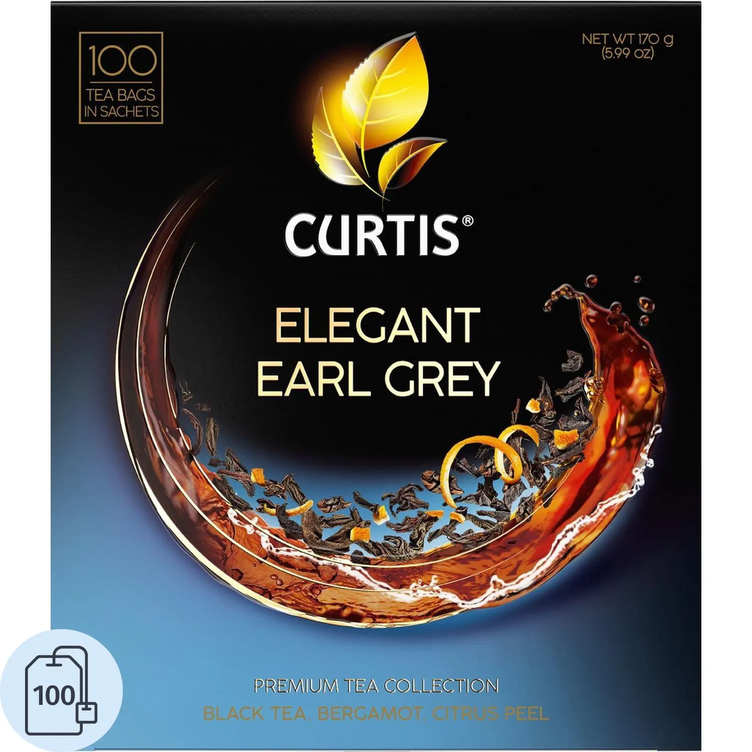 Чай чёрный Curtis Elegant Earl Grey 100 сашет (бергамот)