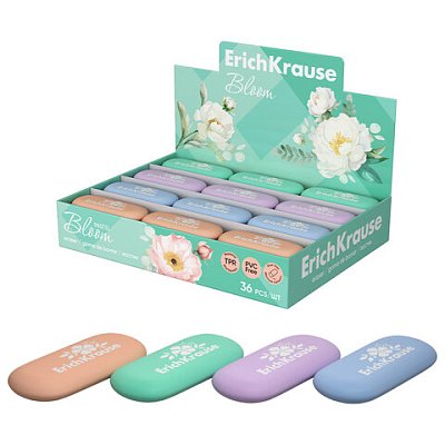 Ластик ERICH KRAUSE «Pastel Bloom», 22×22х17 мм, овальный, ассорти