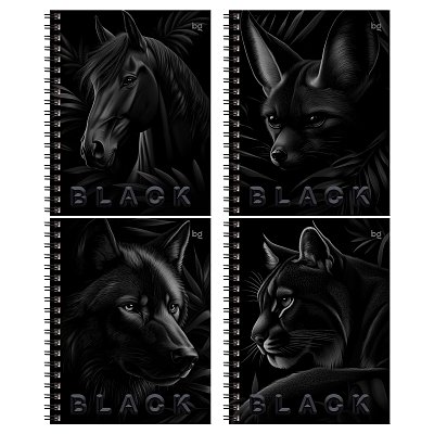 Тетрадь 48л., А5, клетка на гребне BG «Just Black», soft-touch ламинация, выб. лак