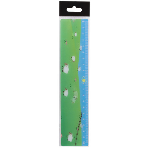 Линейка 3D, 20 см, BRAUBERG, эффект движения, «Веселые барашки», европодвес