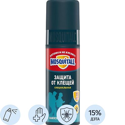 Спрей акарицидно-репеллентный MOSQUITALL Спец защита от клещей, 100 мл