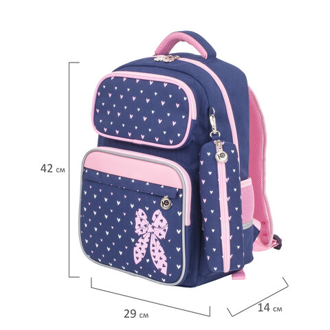 Рюкзак ЮНЛАНДИЯ COMPLETEс пеналом в комплектеэрго-спинкаPink bow42×29х14 см229972