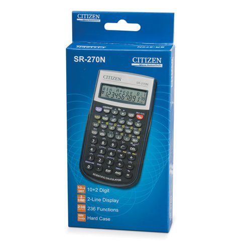 Калькулятор CITIZEN инженерный SR-270N, 10+2 разрядов, питание от батарейки, 154×80 мм, сертифицирован для ЕГЭ