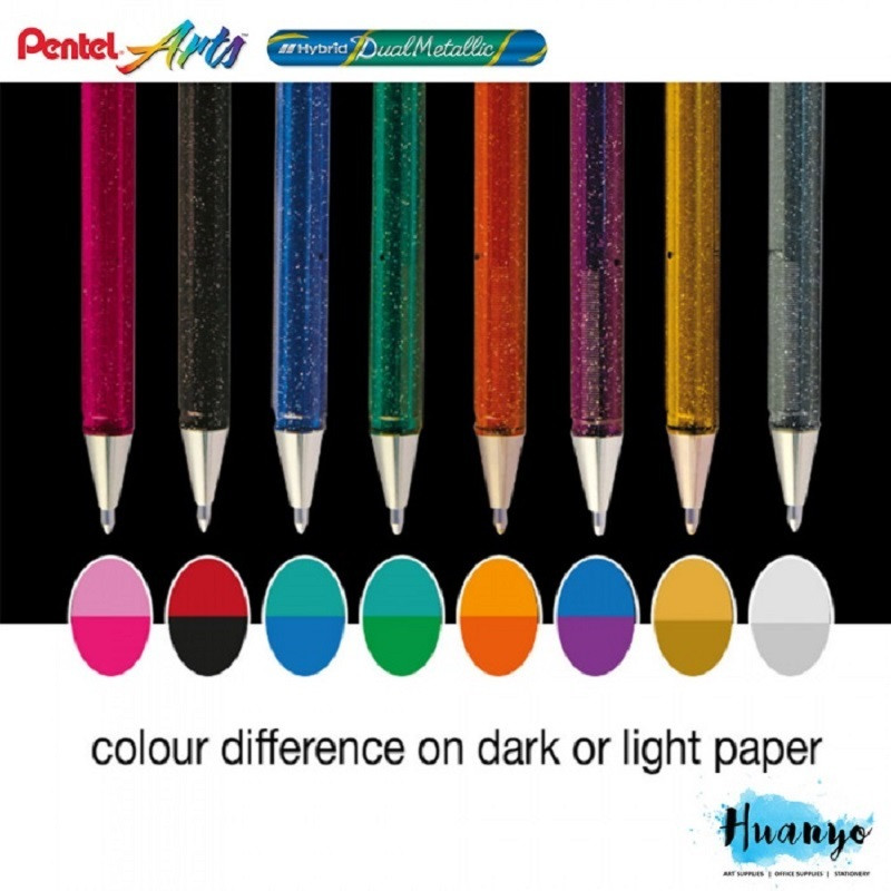 Ручка гелевая Pentel Hibrid Dual Metallic 0.55 мм хамелеон зеленый/синий