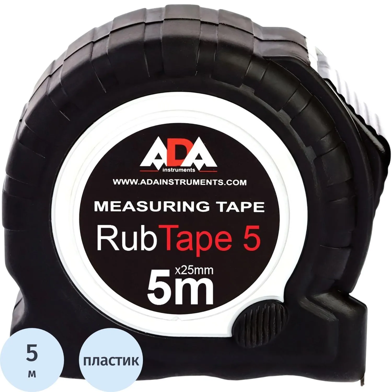 превью Рулетка строительная ADA RubTape 5 м x 25 мм в прорезиненном корпусе (А00156)