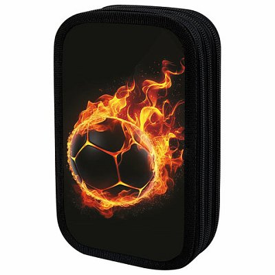 Пенал ЮНЛАНДИЯ, 3 отделения, картон с эффектом soft-touch, 19×11 см, «Fire ball»