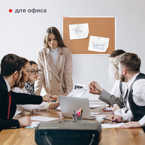 Доска пробковая 70×50 см, алюминиевая рамка, ГАРАНТИЯ 10 ЛЕТ, РОССИЯ, BRAUBERG