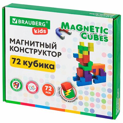 Магнитный конструктор MAGNETIC CUBES «КУБИЧЕСКИЙ», 72 магнитных кубика, BRAUBERG KIDS