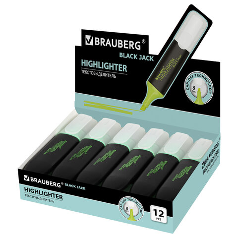 Текстовыделитель BRAUBERG «BLACK JACK», ЗЕЛЕНЫЙ, линия 1-5 мм