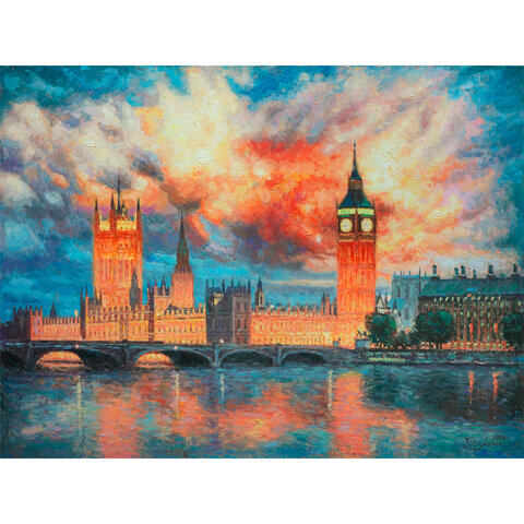 Картина стразами (алмазная мозаика) 40×50 см, ОСТРОВ СОКРОВИЩ «Небо Лондона», на подрамнике