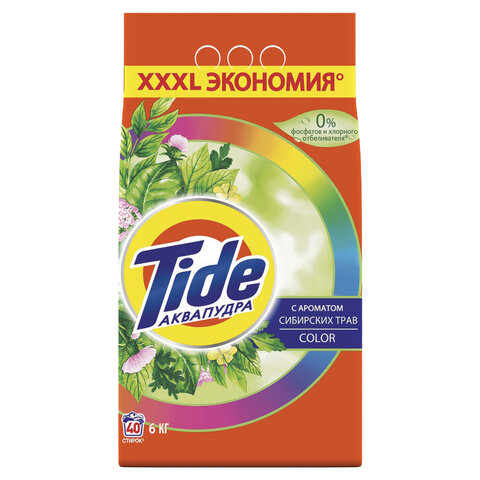 превью Стиральный порошок автомат 6 кг TIDE (Тайд) АКВАПУДРА Color «Сибирские травы»