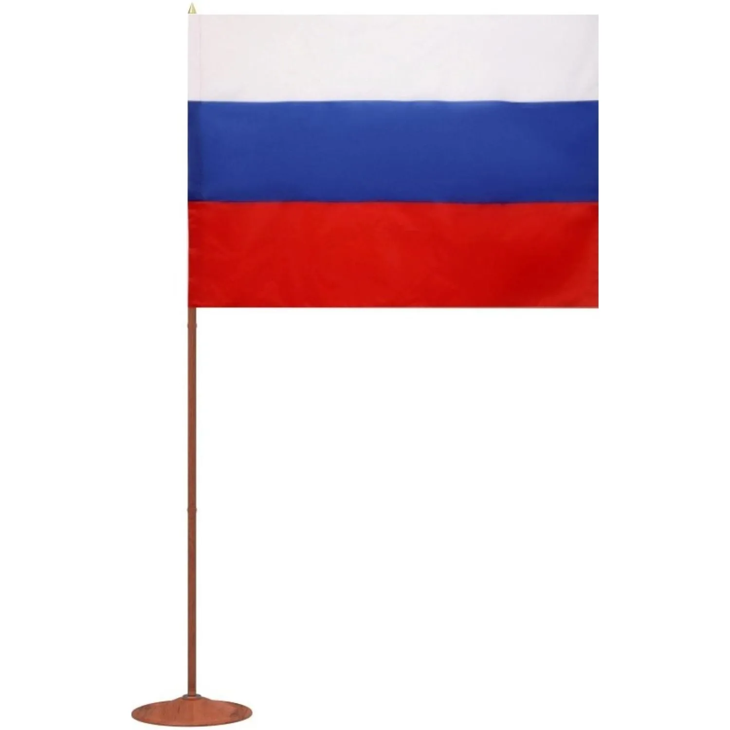 Флаг Российской Федерации 90x135 см с флагштоком 45 г/кв.м (текстура дерева, вишня)