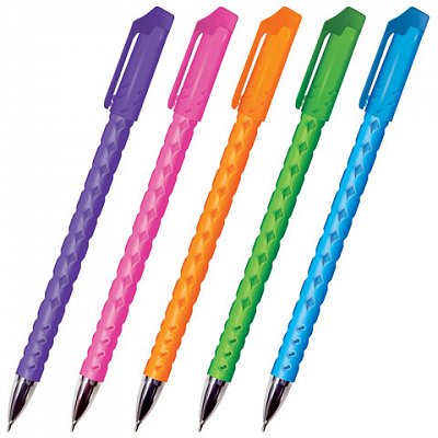 Ручка шариковая масляная BRAUBERG Orient Color, СИНЯЯ, корпус ассорти, В ДИСПЛЕЕ, игольчатый узел 0.7 мм, линия письма 0.35 мм