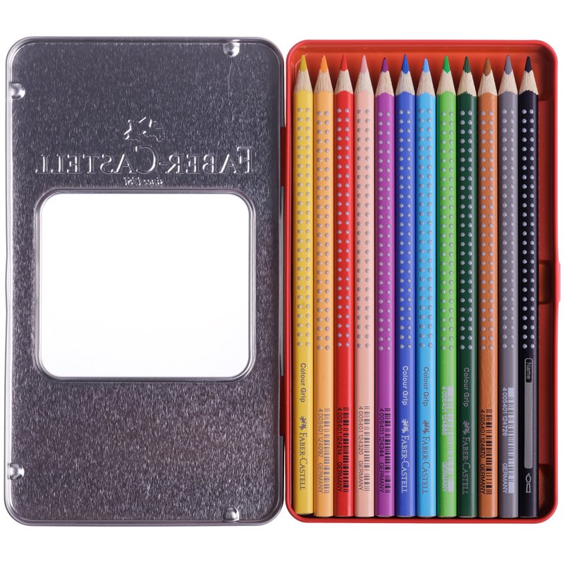 Карандаши цветные Faber-Castell «Grip», 12цв., трехгран., заточен., метал. кор. 