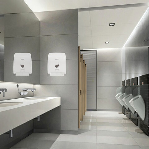 Диспенсер для полотенец в рулонах LAIMA PROFESSIONAL ECO (Система Н1), механический, белый, ABS-пластик
