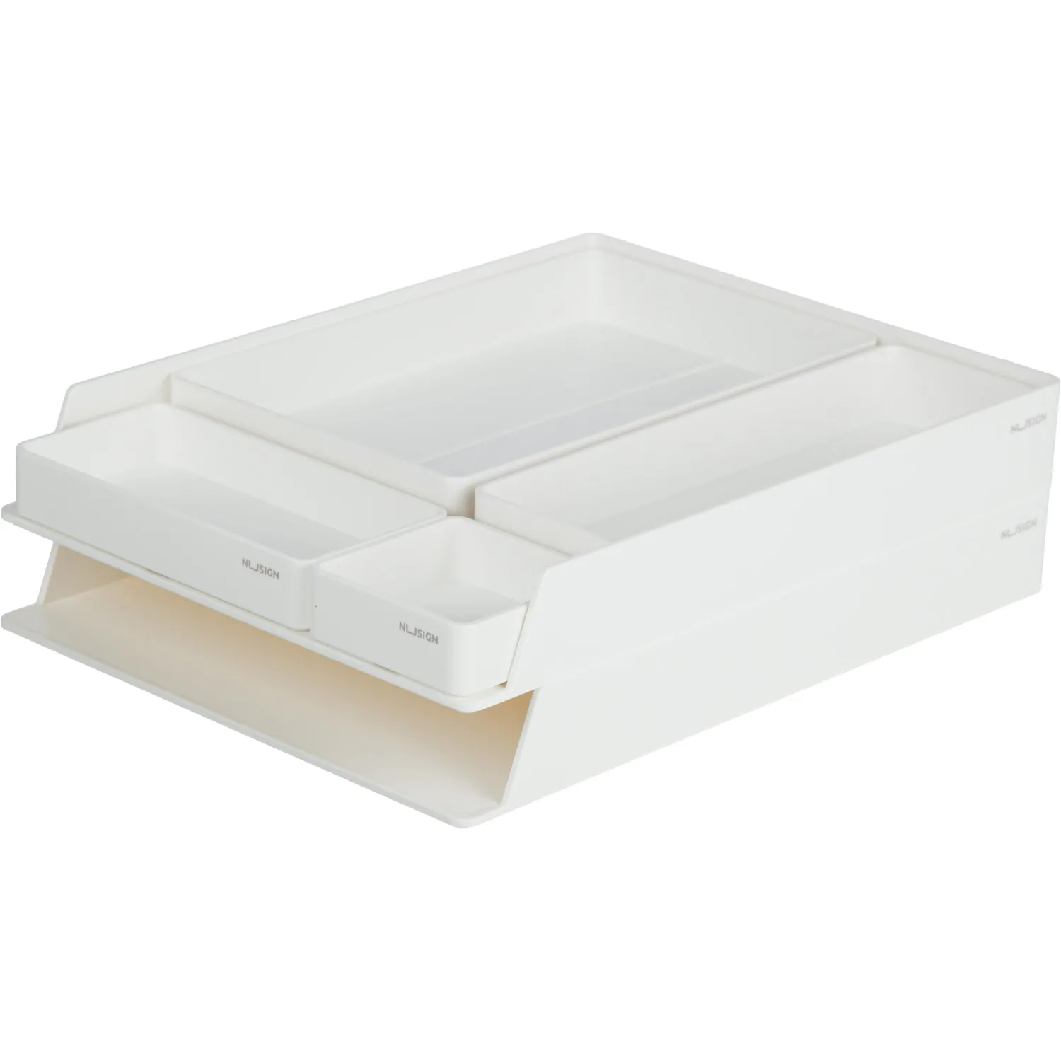 Лоток горизонтальный д/бум Deli NuSign ENS001-white 2лотка + орган-р бел