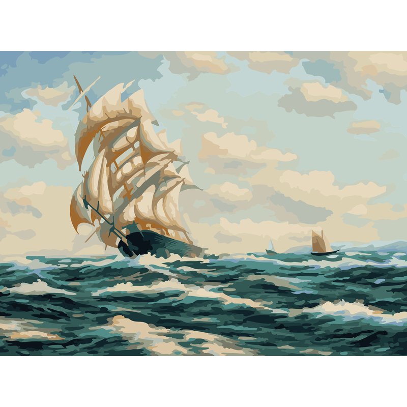 превью Картина по номерам на холсте ТРИ СОВЫ «Море», 30×40см, с акриловыми красками и кистями