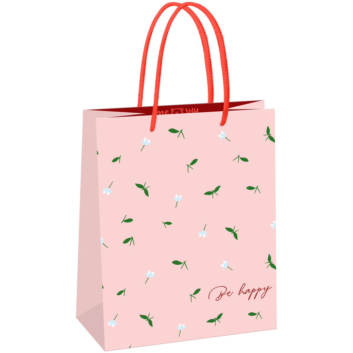 превью Пакет подарочный 18×23×10см MESHU «Cherry», блестки, матовая ламинация