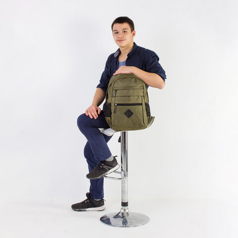 Рюкзак BRAUBERG DYNAMIC универсальный, эргономичный, хаки, 43×30х13 см
