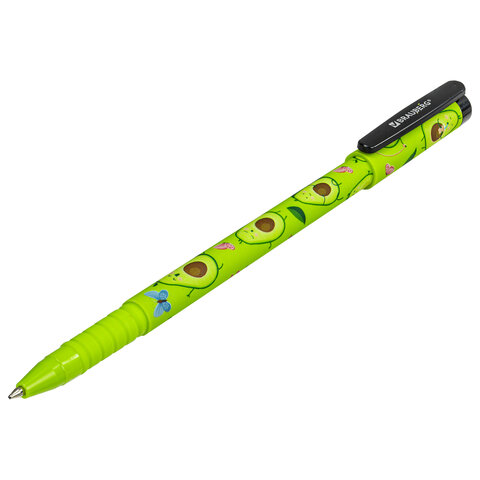 Ручка шариковая BRAUBERG SOFT TOUCH GRIP «AVOCADO», СИНЯЯ, мягкое покрытие, узел 0.7 мм