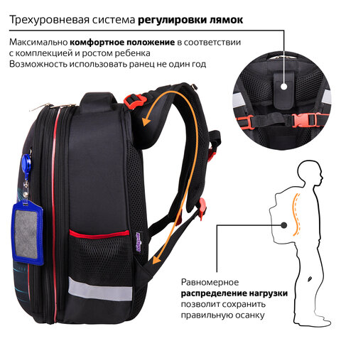 Ранец ЮНЛАНДИЯ EXTRA, с дополнительным объемом, «No limits», 38×29х18 см