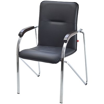 Стул Фабрикант «Самба», каркас металл хром, обивка кожзам черный