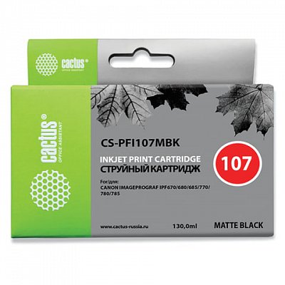 Картридж струйный CACTUS (CS-PFI107MBK) для CANON PF680/685/780/785, матовый черный, 130 мл