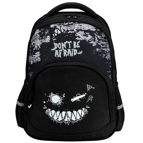 Рюкзак BRAUBERG SOFT, 2 отделения, 3 кармана, «Don't be afraid», СВЕТЯЩИЙСЯ, 40×31х15 см