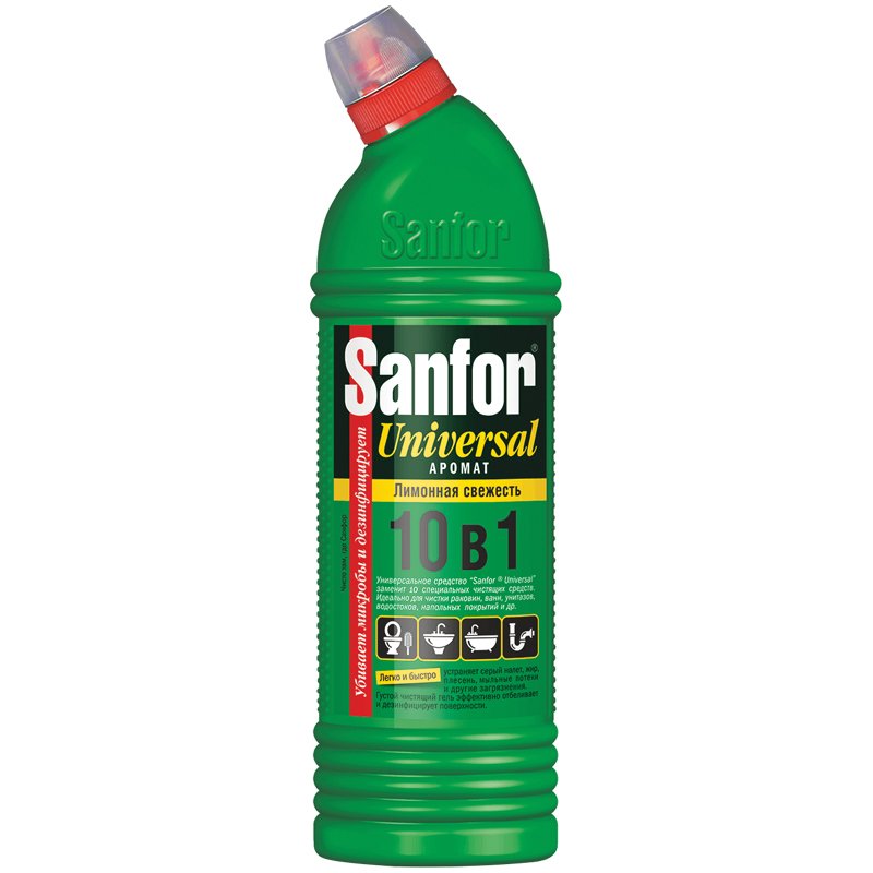 Чистящее средство SANFOR Universal, 750 г, «Свежесть лимона», гель