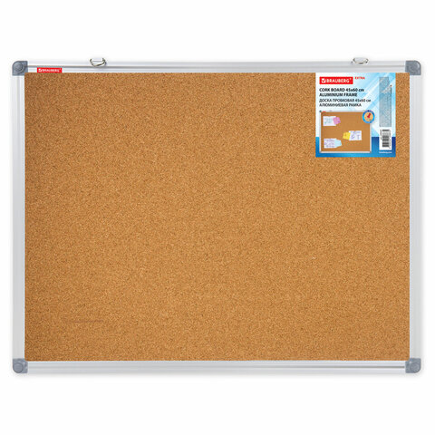 превью Доска пробковая для объявлений 45×60 см, алюминиевая рамка, BRAUBERG Extra