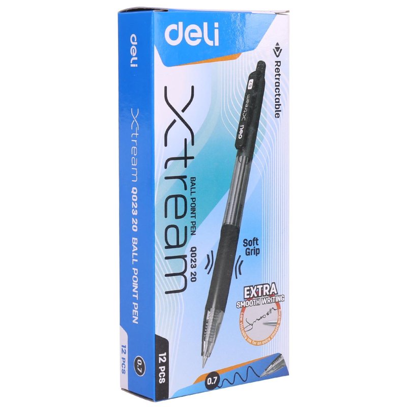 Ручка шариковая автоматическая Deli X-tream черная (толщина линии 0.7 мм)
