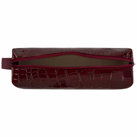 Пенал-косметичка BRAUBERG, крокодиловая кожа, 20×6х4 см, «Ultra maroon»