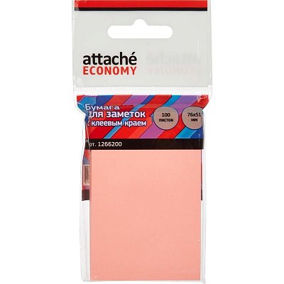 Стикеры Attache Economy 76×51 мм неоновый розовый (1 блок, 100 листов)