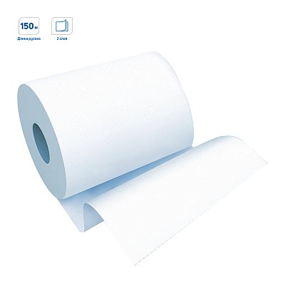Полотенца бумажные в рулонах OfficeClean (H1) 2-слойные, 150м/рул, белые