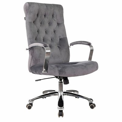 Кресло офисное T-9928SL, усиленное, НАГРУЗКА до 200 кг, хром, ткань, серое