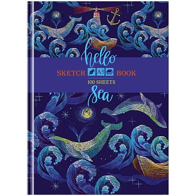 Скетчбук 100л. А5 7БЦ BG «Hello sea», матовая ламинация