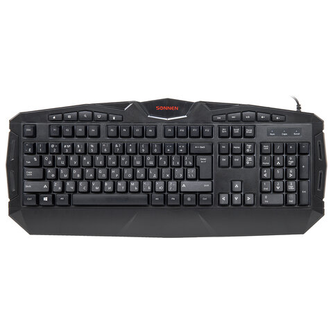 Клавиатура проводная игровая SONNEN Q9M, USB, 104 клавиши + 10 мультимедийных, RGB подсветка, черная