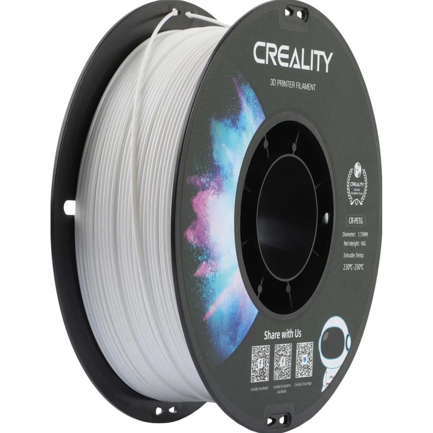 Пластик CR-PETG- Creality 1.75 м м 1 кг, белая (3301030034)