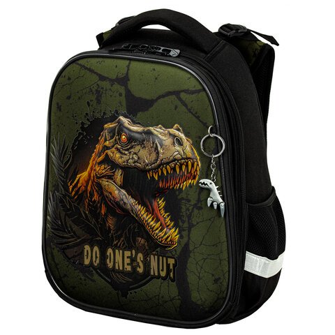 Ранец BRAUBERG PREMIUM, 2 отделения, с брелоком, «Dino attack», 3D-панель, 38×29х16 см